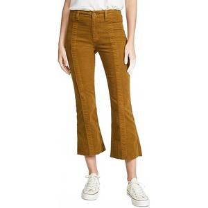 NEW AG JEANS pannelled quinne h.rise pleated crop flare jeans in mustard gold